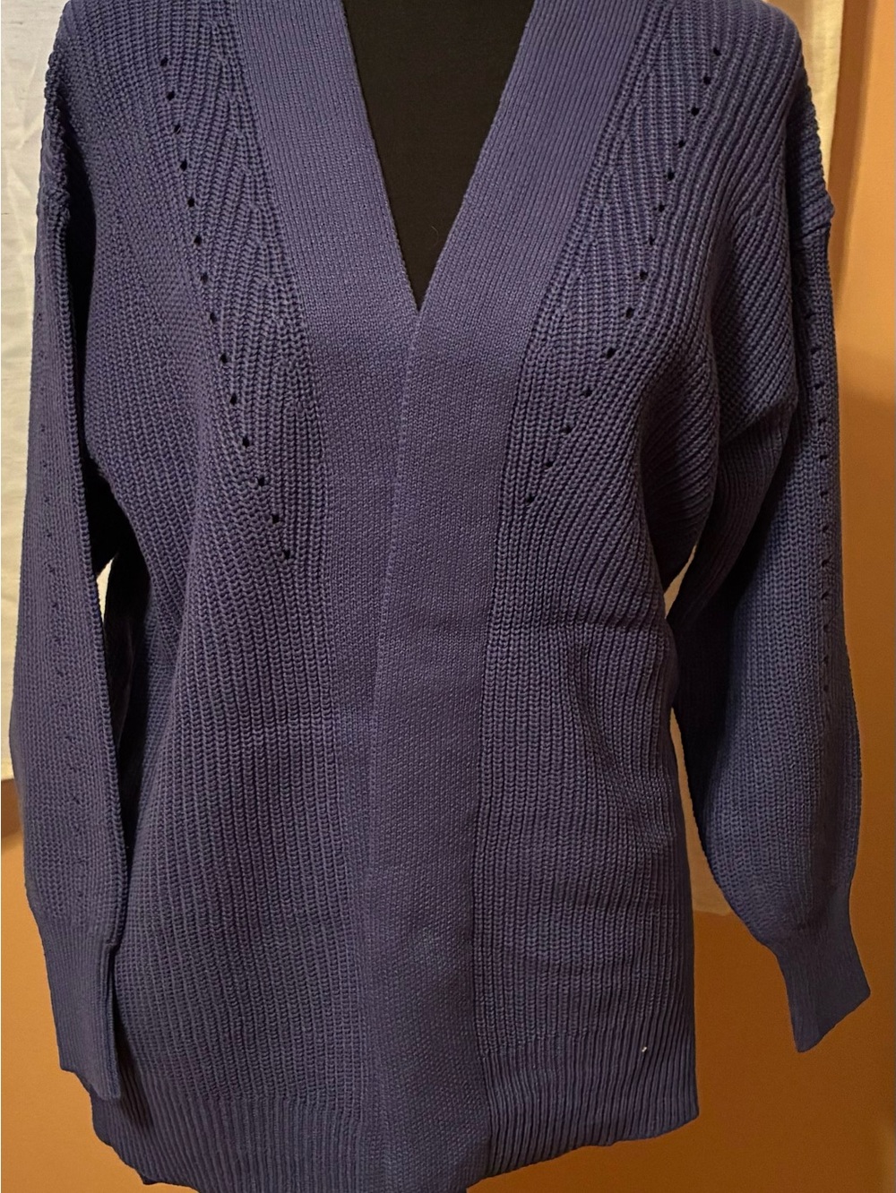 Zenana Classic V-Neck Navy Women's Cardigan Sweater Size M